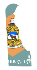 Wall Mural - State of Delaware flag map