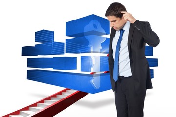 Poster - Composite image of thinking businessman scratching head