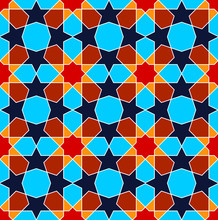 Geometric Blue Persian Art Seamless Pattern