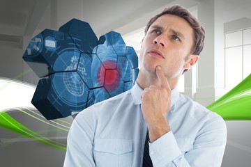Poster - Composite image of thinking businessman with finger on chin