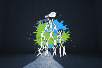 Poster - Composite image of teamwork concept on paint splashes