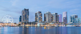 Fototapeta  - Panoramic image of the Docklands waterfront in Melbourne, Austra