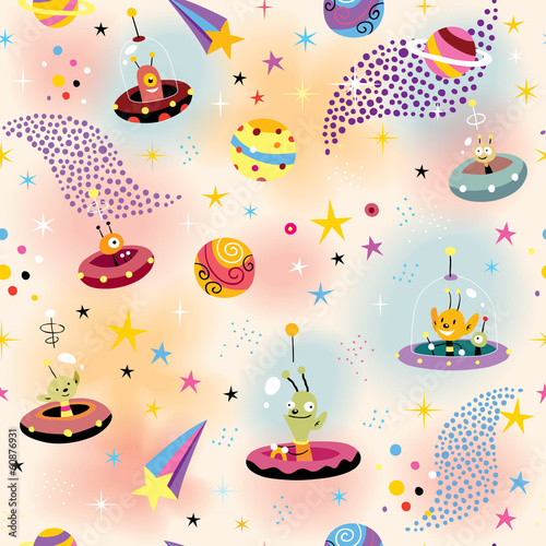 Fototapeta dla dzieci cute aliens in space pattern