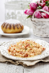 Wall Mural - Scrambled eggs with tomatoes