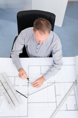 Aufkleber - Architect Drawing On Blueprint