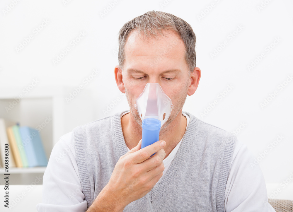 Man Doing Inhalation - obrazy, fototapety, plakaty 