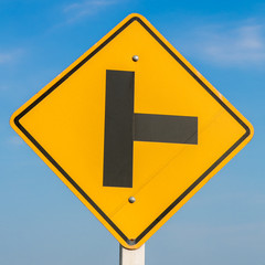 road sign on sky background,junction sign,intersection, crossroa