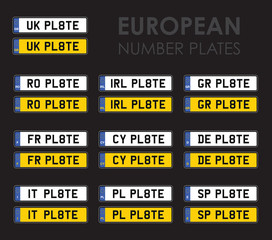 Wall Mural - set of european number plates