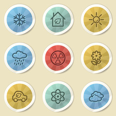 Canvas Print - Eco web icons, color vintage stickers