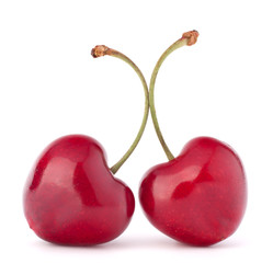 Two heart shaped cherry berries