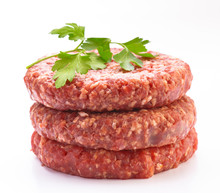 Raw Hamburger Meat Isolated On White