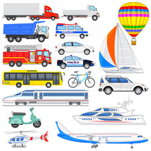 Vector Illustration Of Set Of Means Of Transport