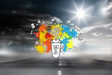 Poster - Composite image of application icons on paint splashes