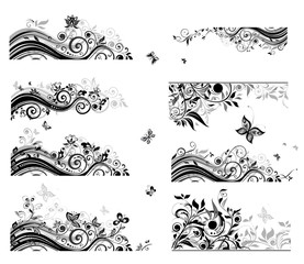 Canvas Print - Set of vintage backgrounds (black and white)