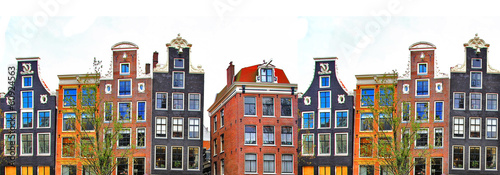 Amsterdam . traditional houses border Canvas Print
