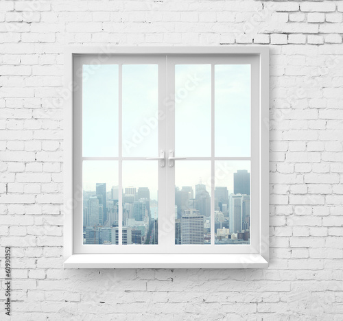 Naklejka na szybę window with skyscraper view