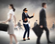 © Sergey Nivens - Businesswoman in blindfold among group of people