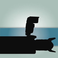 Fototapete - Photography vector background with a silhouette of the camera