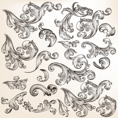 Wall Mural - floral set of vector decorative swirl elements in vintage style