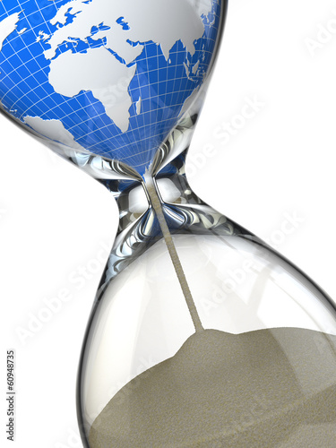 Obraz w ramie Earth in hourglass. Conceptual image destruction of the world.