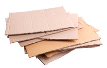 Stack Of Cardboard For Recycling Isolated On White