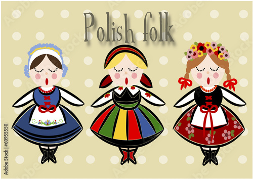 Naklejka - mata magnetyczna na lodówkę Traditional Polish Costume - Vector.