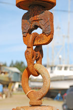 Rusted Chain Of Fishing Gear From A Boat In Charleston OR