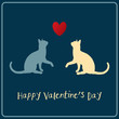 Happy Valentines Card Cats and Heart