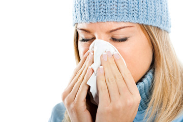 young woman having flu