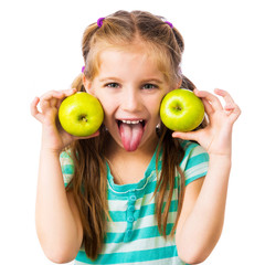 Poster - little girl with apples