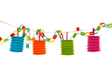 Colorful Paper Chain With Lanterns