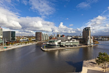 Cityscape At Salford Quays In Manchester, Enlgand.