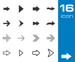 Sticker - Vector black arrows icons set