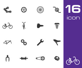 Sticker - Vector black bicycle part icons set