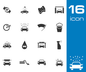 Wall Mural - vector black car wash icons set