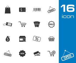 Poster - Vector black shop icons set