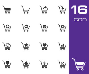 Poster - Vector black  shopping cart  icons set