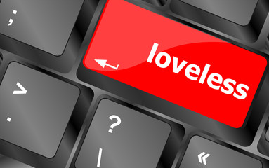 Poster - loveless on key or keyboard showing internet dating concept
