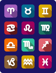 Poster - Set of icons of the signs of the zodiac