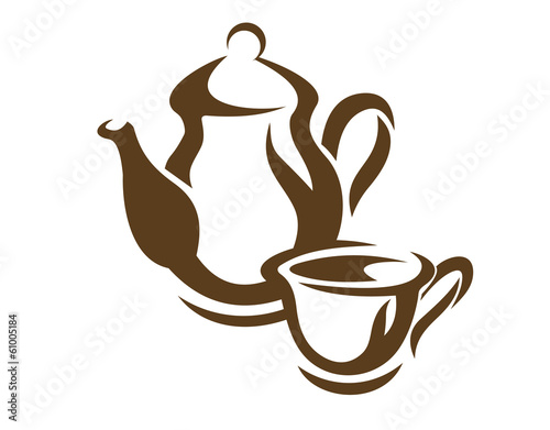 Naklejka na szafę Teapot and teacup