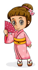 Wall Mural - An Asian girl wearing a kimono