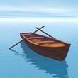 Wood boat - 3D render