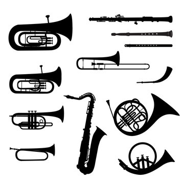 music instruments vector set. musical instrument silhouette