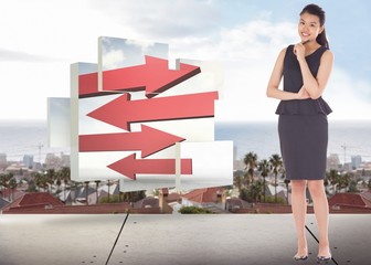 Poster - Composite image of thoughtful asian businesswoman