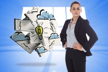 Poster - Composite image of serious businesswoman