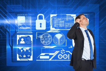 Aufkleber - Composite image of thinking businessman scratching head