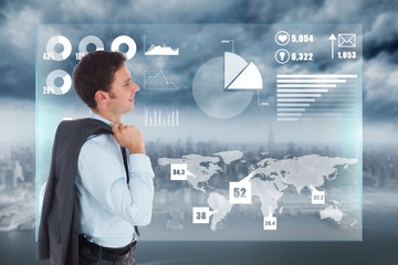 Poster - Composite image of smiling businessman holding his jacket