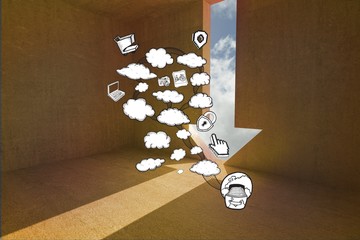 Poster - Composite image of cloud computing doodle