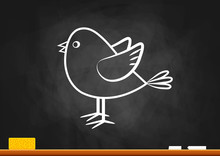 Bird Drawing On Blackboard