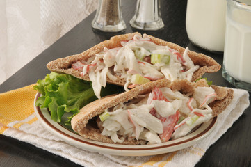 Wall Mural - Seafood sandwich on pita bread